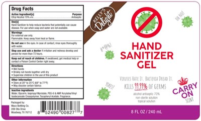 Kellys Delight Carry On Hand Sanitizer (Carry On Label)